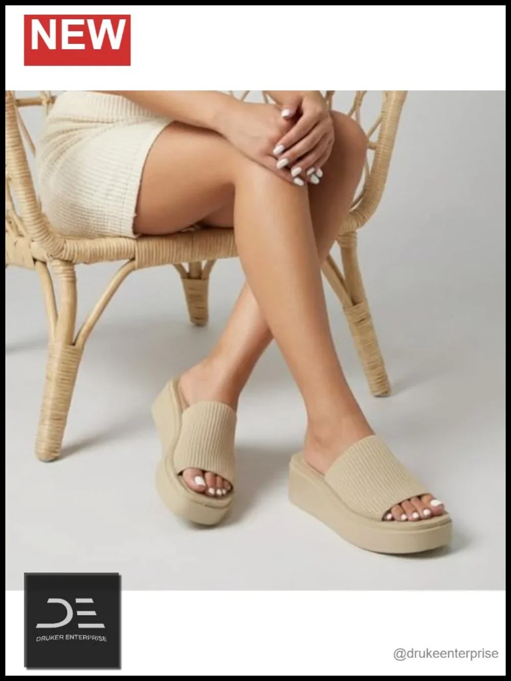 Chunky Platform Sandals with Knit Upper & Memory Foam, Slip-On, 2in Heel